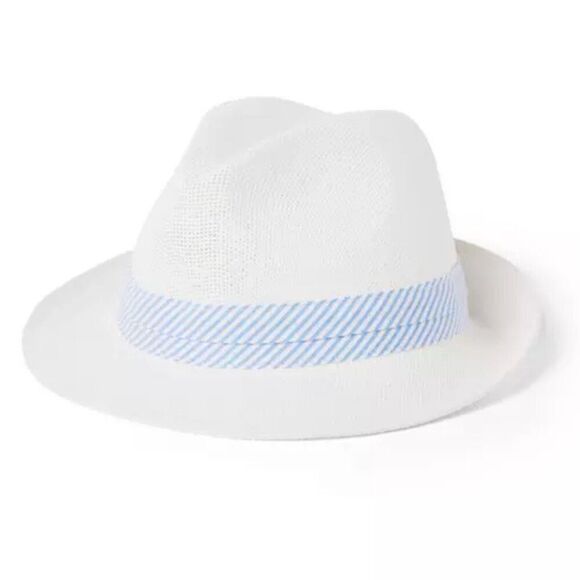 Janie and Jack 100049183 White Straw Fedora Hat NWT size 6-12 months - Picture 1 of 7